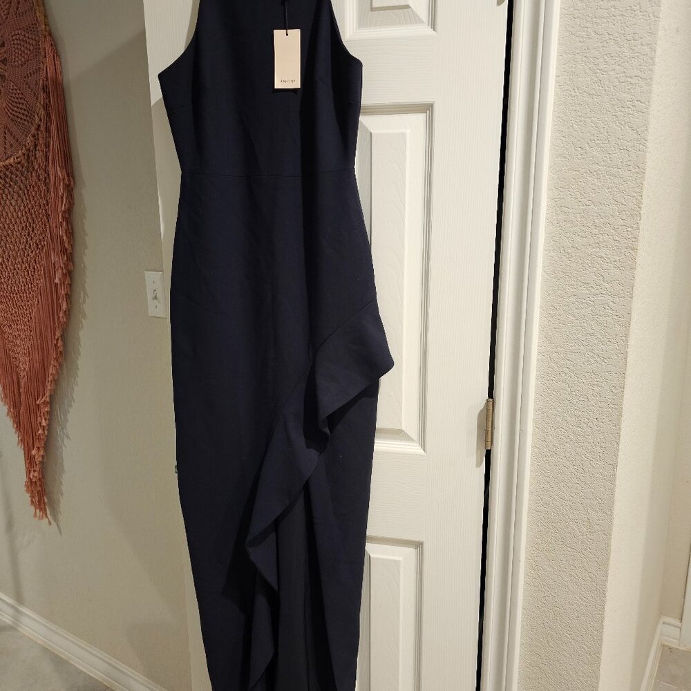 Cinq A Sept Blue Ruffle Gown
